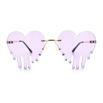 Rhinestone Studded Rimless Melting Heart Valentine Hippie Sunglasses
