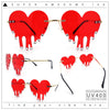 Rhinestone Studded Rimless Melting Heart Valentine Hippie Sunglasses