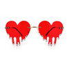 Rhinestone Studded Rimless Melting Heart Valentine Hippie Sunglasses