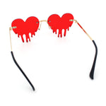 Rhinestone Studded Rimless Melting Heart Valentine Hippie Sunglasses