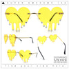 Rhinestone Studded Rimless Melting Heart Valentine Hippie Sunglasses