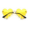 Rhinestone Studded Rimless Melting Heart Valentine Hippie Sunglasses