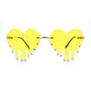 Rhinestone Studded Rimless Melting Heart Valentine Hippie Sunglasses