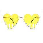 Rhinestone Studded Rimless Melting Heart Valentine Hippie Sunglasses
