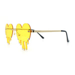 Rhinestone Studded Rimless Melting Heart Valentine Hippie Sunglasses