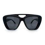 Women Oversized Thick Plastic Rectangle Cat Eye Flat Top Diva Sunglasses