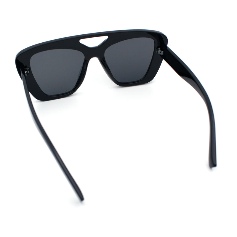 Women Oversized Thick Plastic Rectangle Cat Eye Flat Top Diva Sunglasses