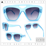 Women Oversized Thick Plastic Rectangle Cat Eye Flat Top Diva Sunglasses