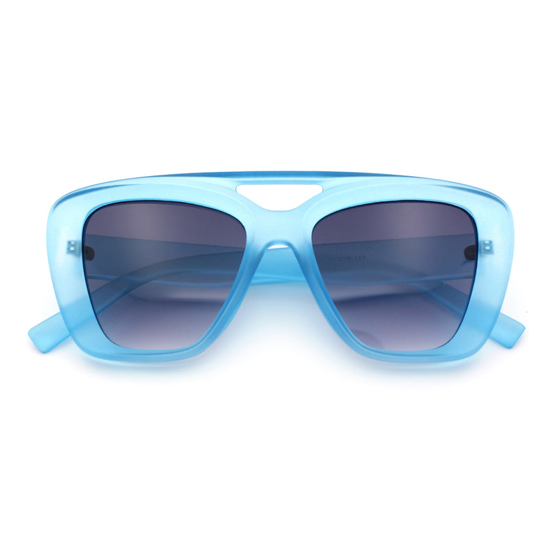 Women Oversized Thick Plastic Rectangle Cat Eye Flat Top Diva Sunglasses