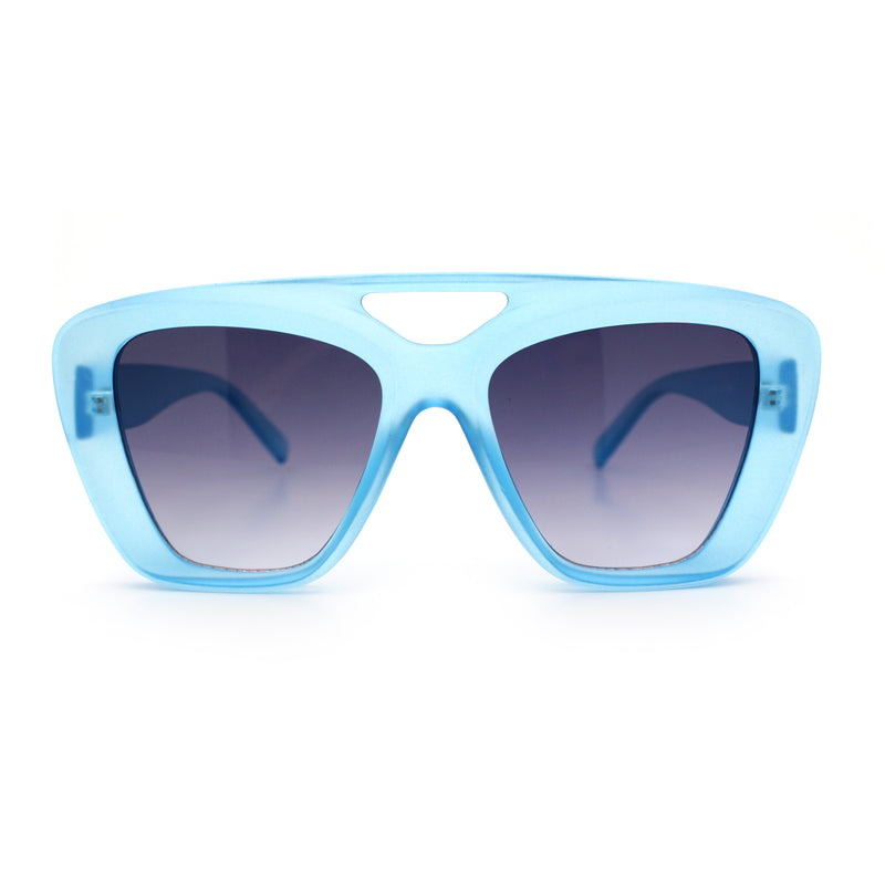 Women Oversized Thick Plastic Rectangle Cat Eye Flat Top Diva Sunglasses