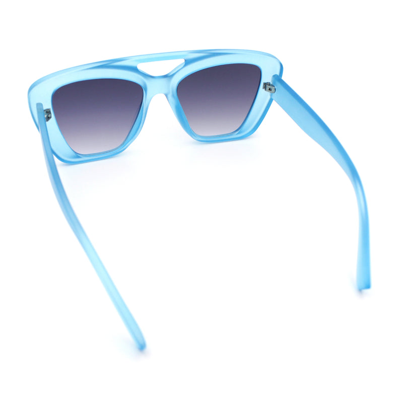 Women Oversized Thick Plastic Rectangle Cat Eye Flat Top Diva Sunglasses