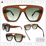 Women Oversized Thick Plastic Rectangle Cat Eye Flat Top Diva Sunglasses
