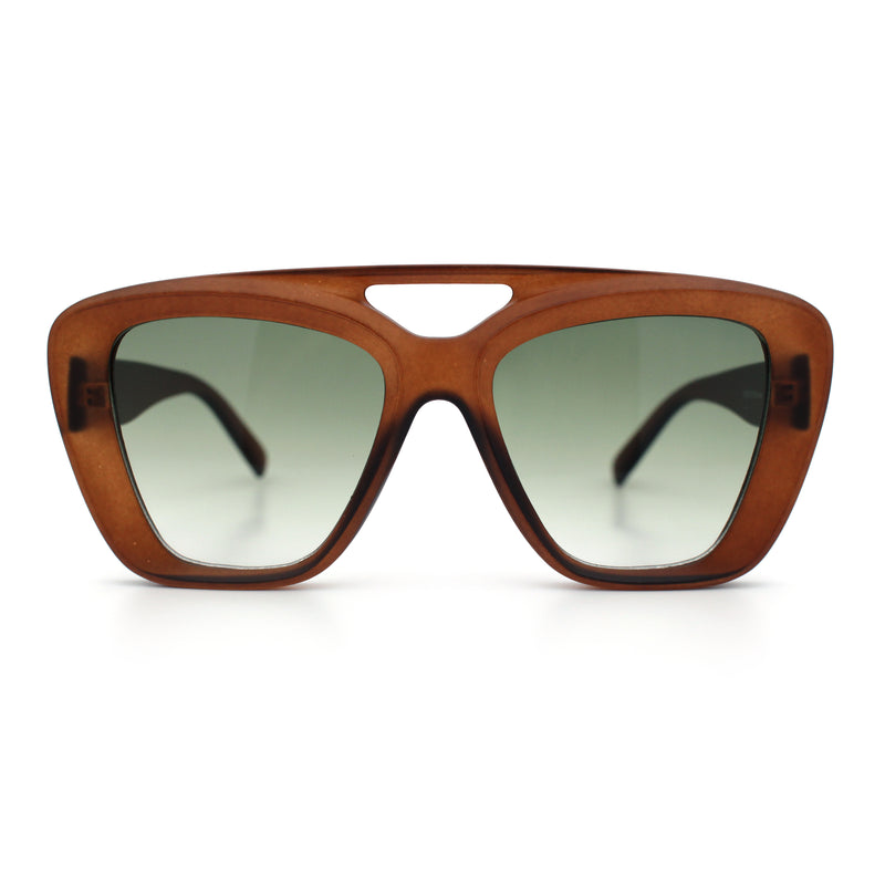 Women Oversized Thick Plastic Rectangle Cat Eye Flat Top Diva Sunglasses