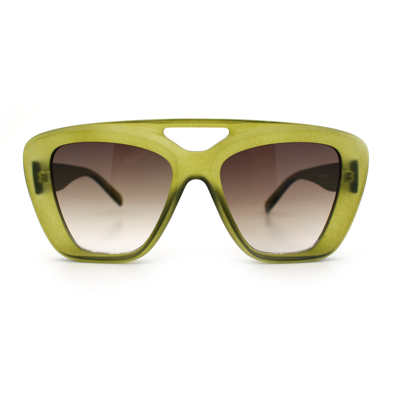 Women Oversized Thick Plastic Rectangle Cat Eye Flat Top Diva Sunglasses