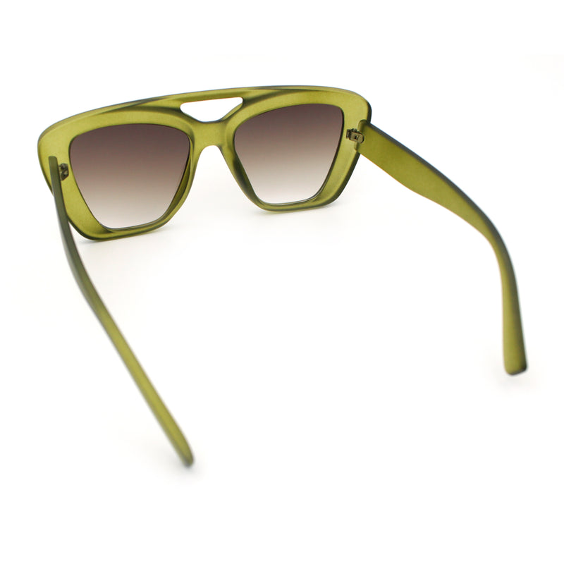 Women Oversized Thick Plastic Rectangle Cat Eye Flat Top Diva Sunglasses