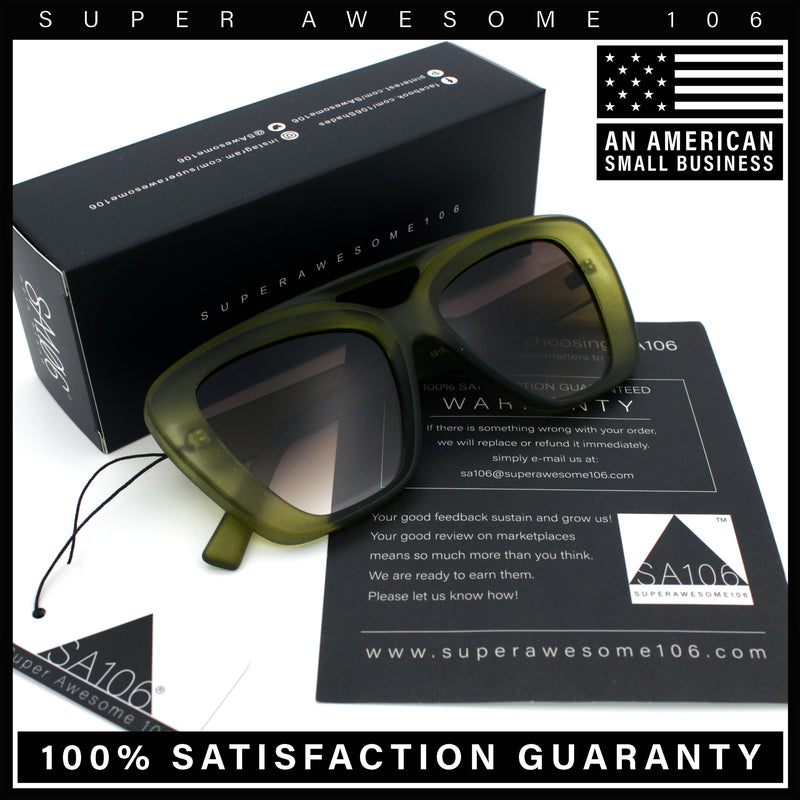 Women Oversized Thick Plastic Rectangle Cat Eye Flat Top Diva Sunglasses