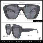 Women Oversized Thick Plastic Rectangle Cat Eye Flat Top Diva Sunglasses