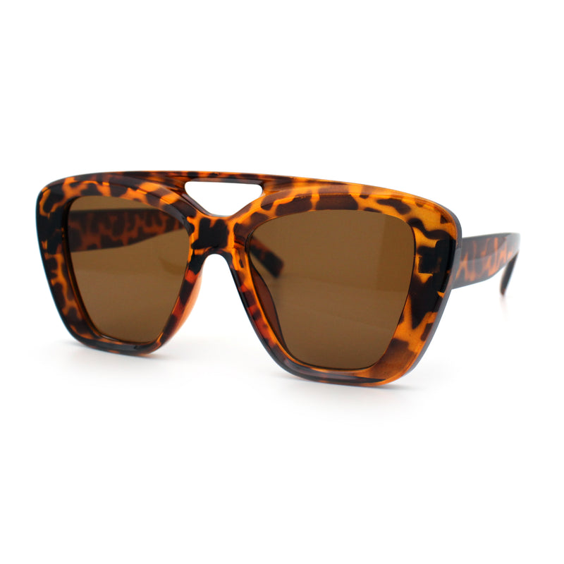 Women Oversized Thick Plastic Rectangle Cat Eye Flat Top Diva Sunglasses
