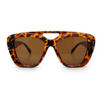 Women Oversized Thick Plastic Rectangle Cat Eye Flat Top Diva Sunglasses
