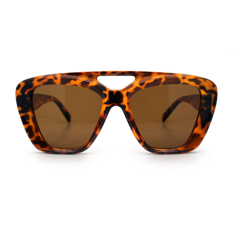 Women Oversized Thick Plastic Rectangle Cat Eye Flat Top Diva Sunglasses