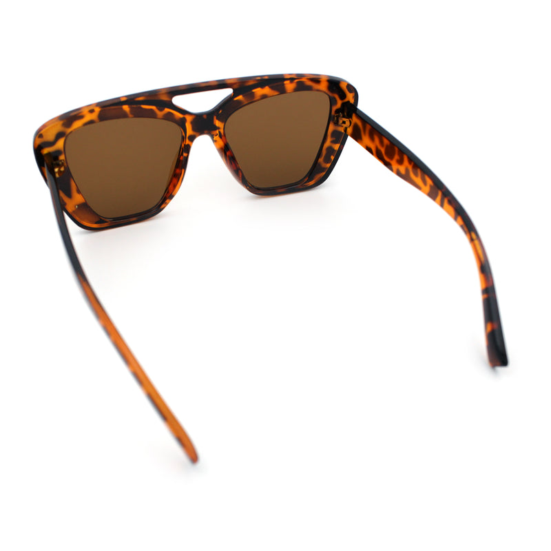 Women Oversized Thick Plastic Rectangle Cat Eye Flat Top Diva Sunglasses