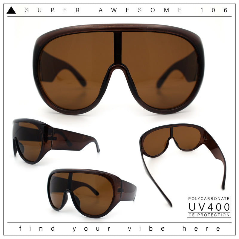 Goggle Style Oversized Shield XL Oversized Racer Plastic Sunglasses