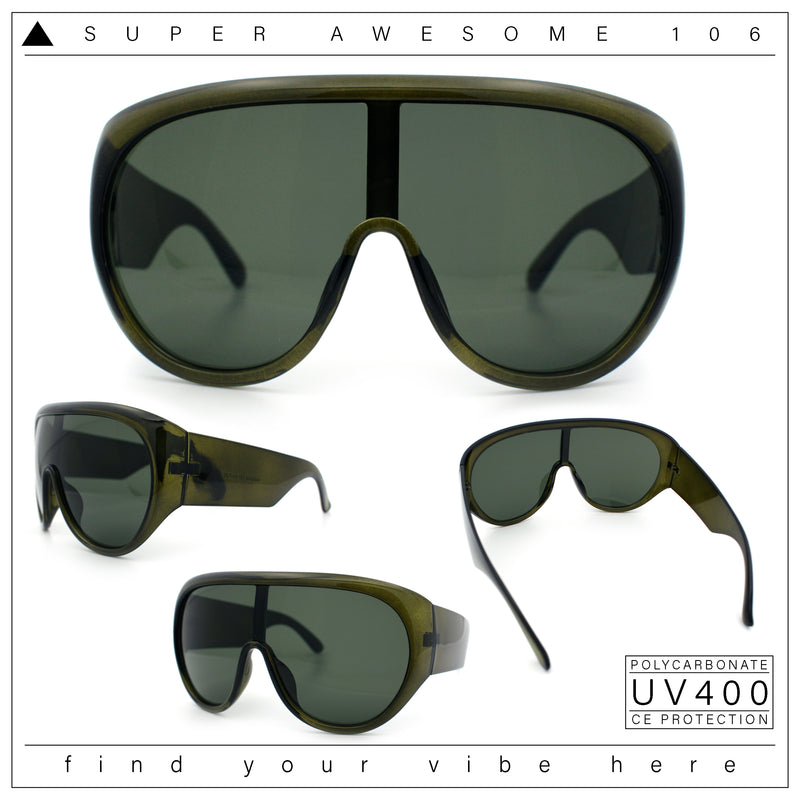 Goggle Style Oversized Shield XL Oversized Racer Plastic Sunglasses