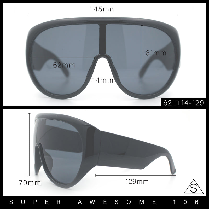 Goggle Style Oversized Shield XL Oversized Racer Plastic Sunglasses