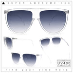 Classic Oversized Flat Top Oversized Thin Plastic Racer Fashion Sunglasses