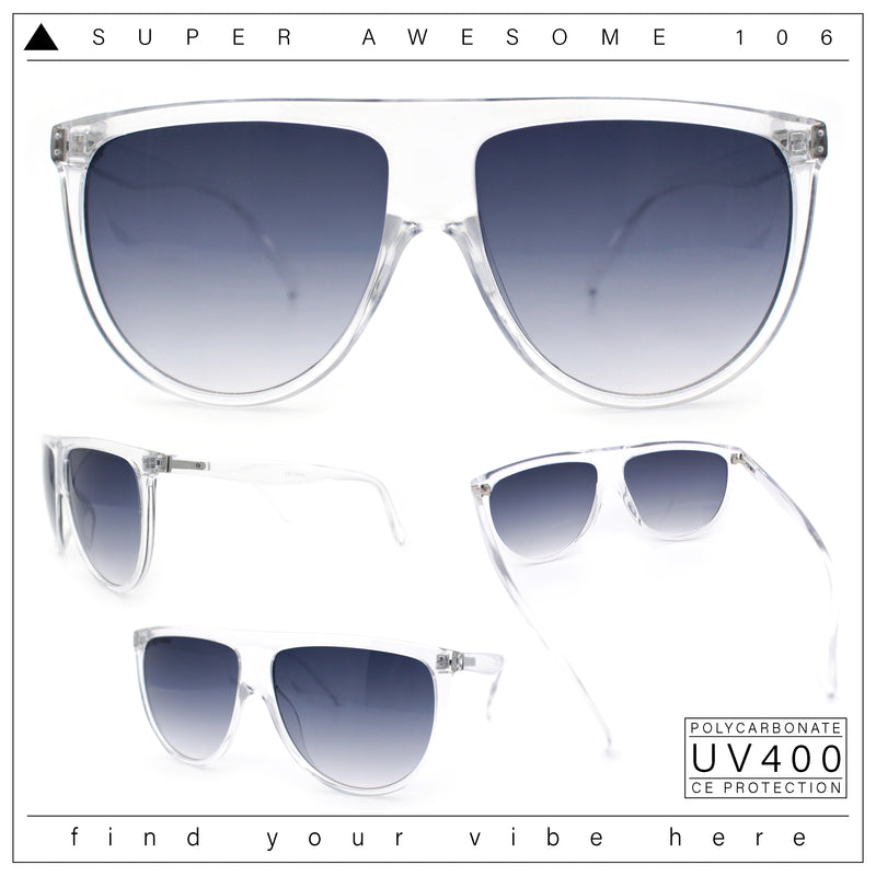 Classic Oversized Flat Top Oversized Thin Plastic Racer Fashion Sunglasses