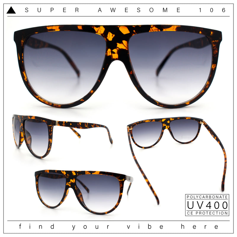 Classic Oversized Flat Top Oversized Thin Plastic Racer Fashion Sunglasses