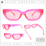 Womens Classic Mod Rectangular Cat Eye Plastic Fashion Sunglasses