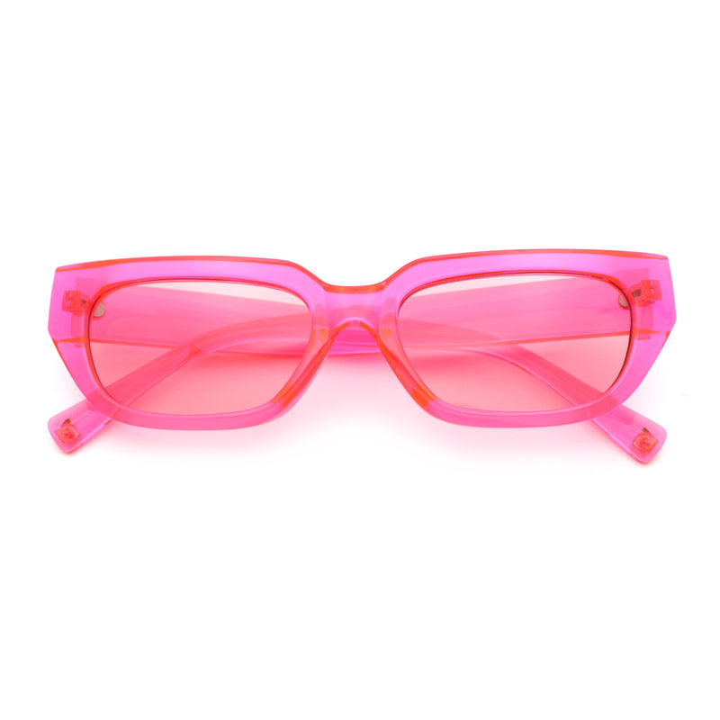 Womens Classic Mod Rectangular Cat Eye Plastic Fashion Sunglasses