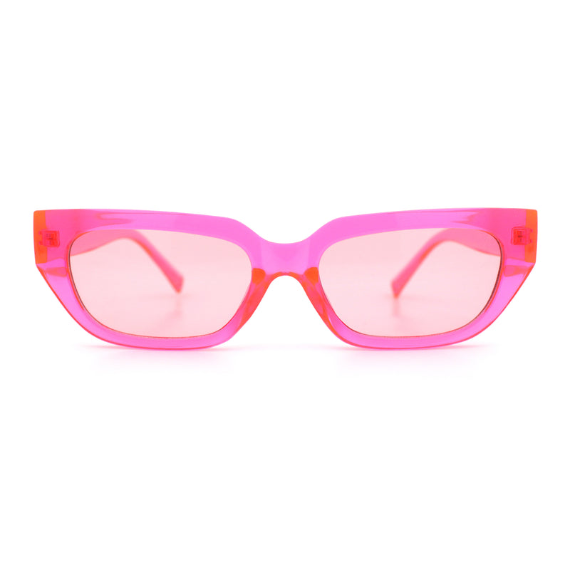 Womens Classic Mod Rectangular Cat Eye Plastic Fashion Sunglasses