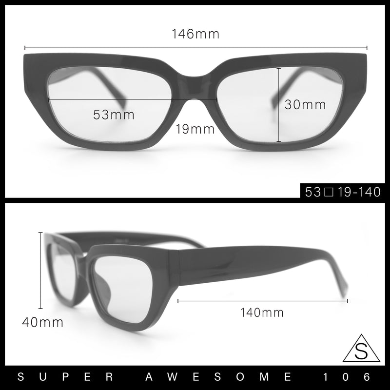 Womens Classic Mod Rectangular Cat Eye Plastic Fashion Sunglasses