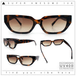 Womens Classic Mod Rectangular Cat Eye Plastic Fashion Sunglasses