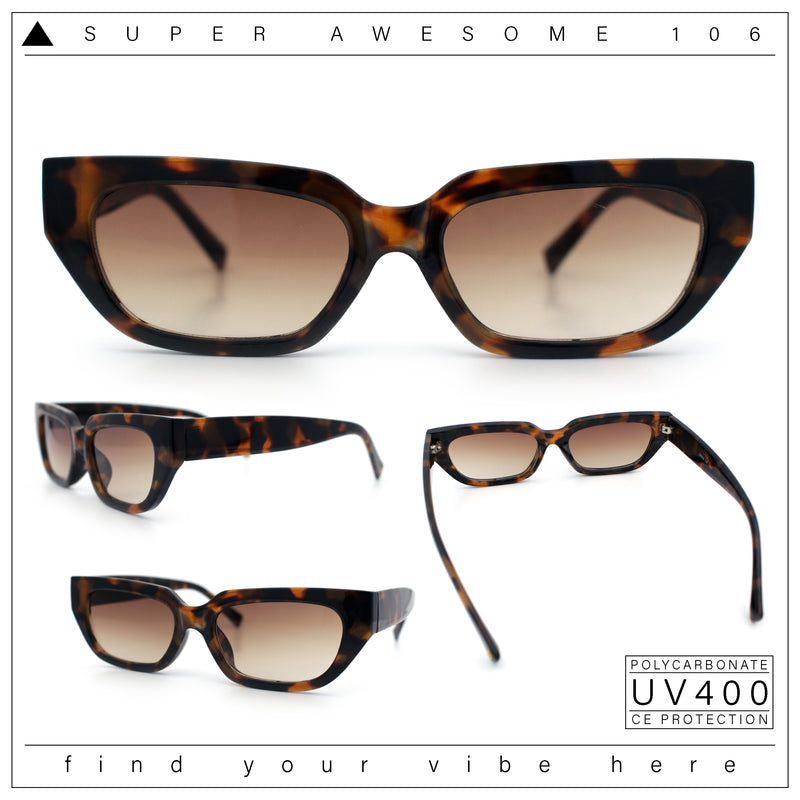 Womens Classic Mod Rectangular Cat Eye Plastic Fashion Sunglasses