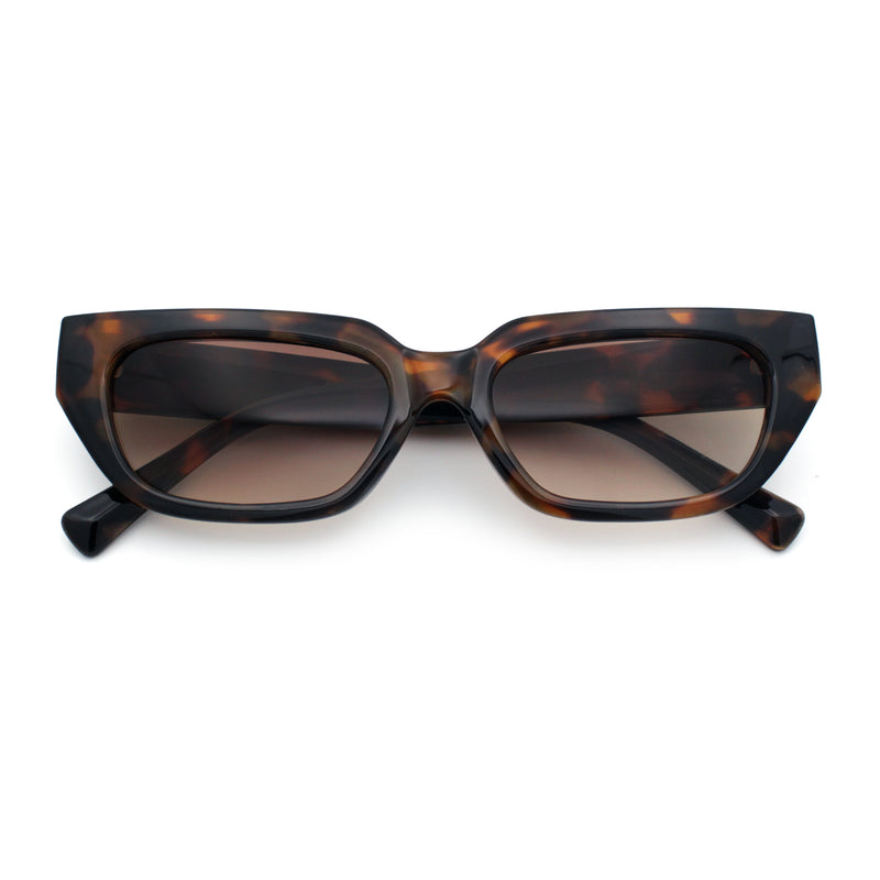 Womens Classic Mod Rectangular Cat Eye Plastic Fashion Sunglasses