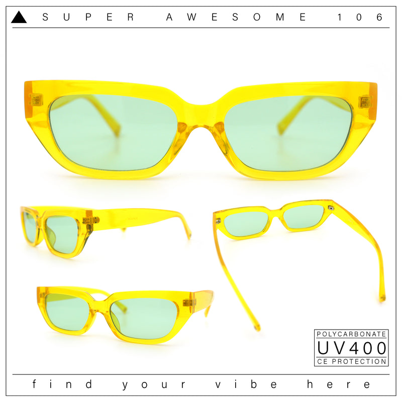 Womens Classic Mod Rectangular Cat Eye Plastic Fashion Sunglasses
