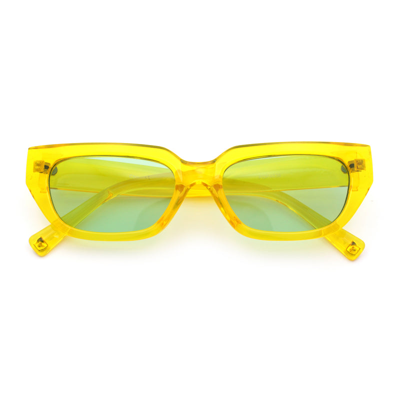 Womens Classic Mod Rectangular Cat Eye Plastic Fashion Sunglasses