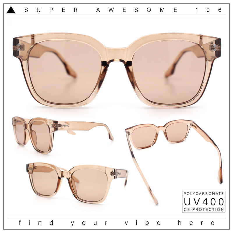 Womens Fun Pop Color Oversized Horn Rim Retro Plastic Fashion Sunglasses