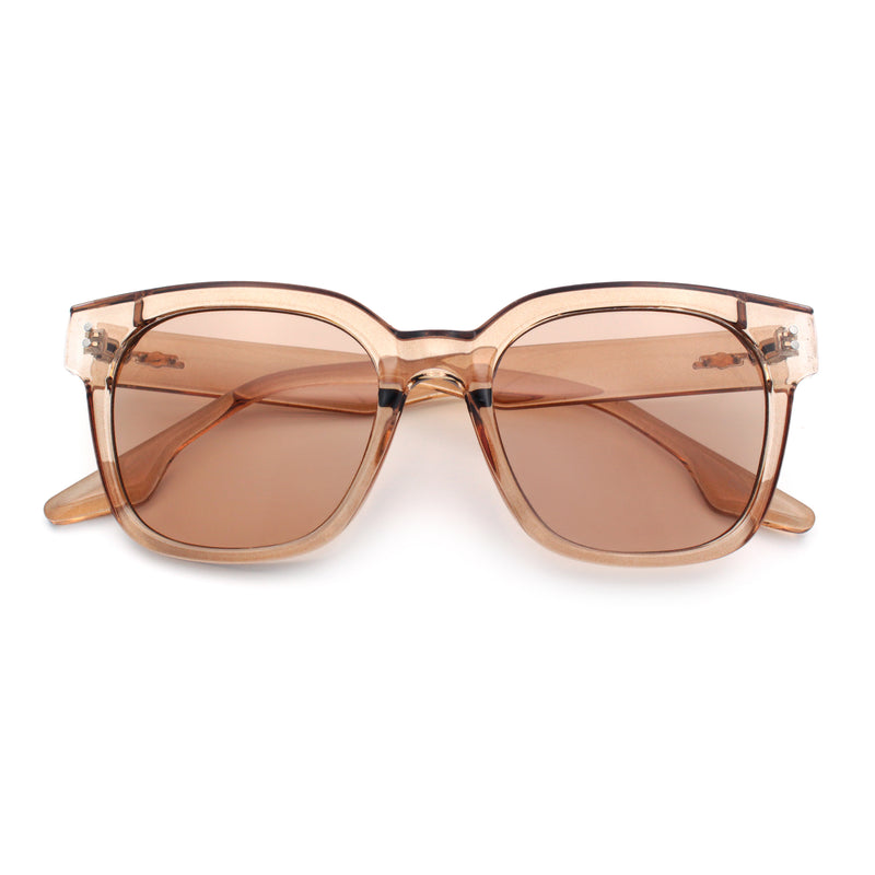 Womens Fun Pop Color Oversized Horn Rim Retro Plastic Fashion Sunglasses