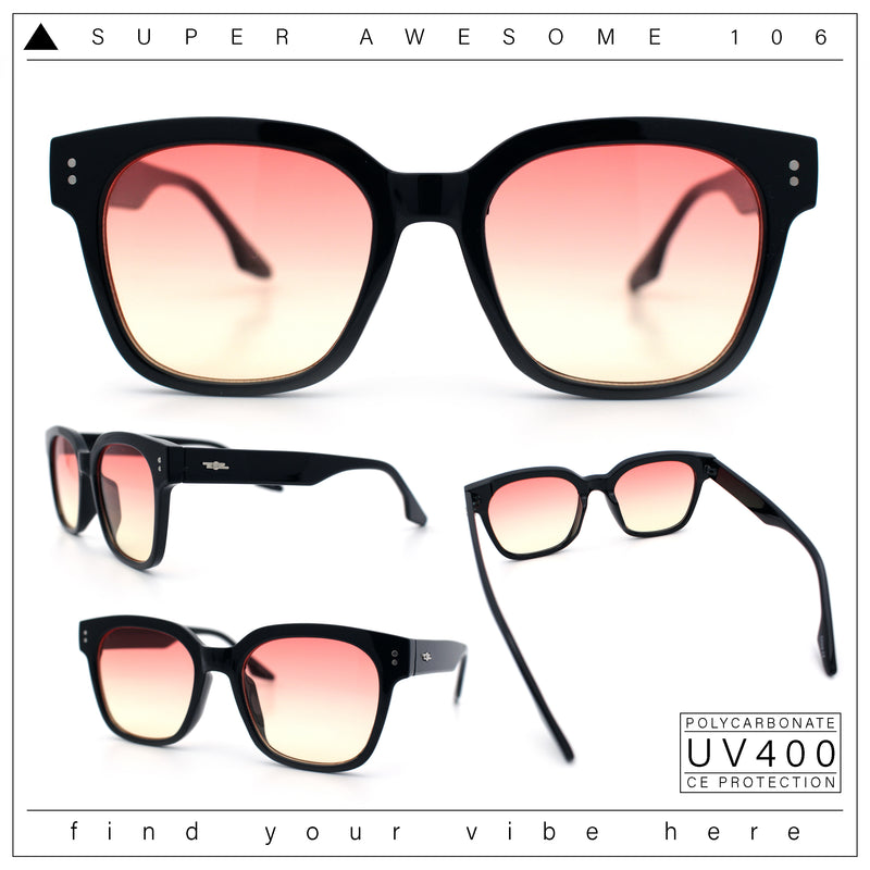 Womens Fun Pop Color Oversized Horn Rim Retro Plastic Fashion Sunglasses