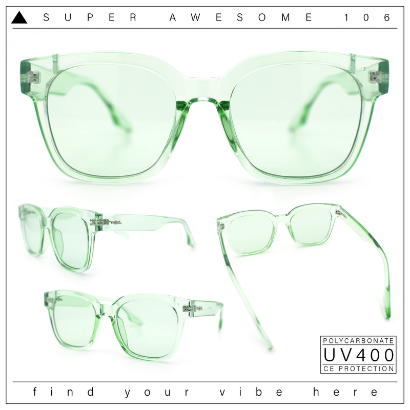 Womens Fun Pop Color Oversized Horn Rim Retro Plastic Fashion Sunglasses