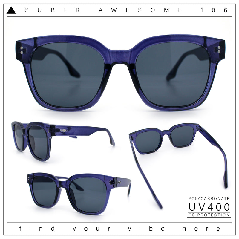 Womens Fun Pop Color Oversized Horn Rim Retro Plastic Fashion Sunglasses