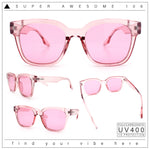 Womens Fun Pop Color Oversized Horn Rim Retro Plastic Fashion Sunglasses