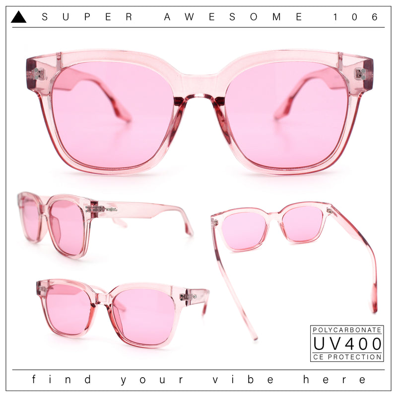 Womens Fun Pop Color Oversized Horn Rim Retro Plastic Fashion Sunglasses