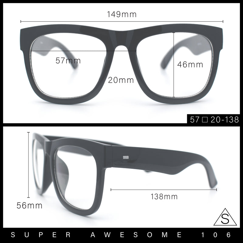Classic Black Nerdy Thick Oversized Horn Rim Clear Lens Fashion Eyeglasses