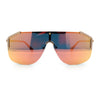 Oversized Shield Rectangular Rimless Metal Frame Racer Sunglasses