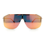 Oversized Shield Rectangular Rimless Metal Frame Racer Sunglasses